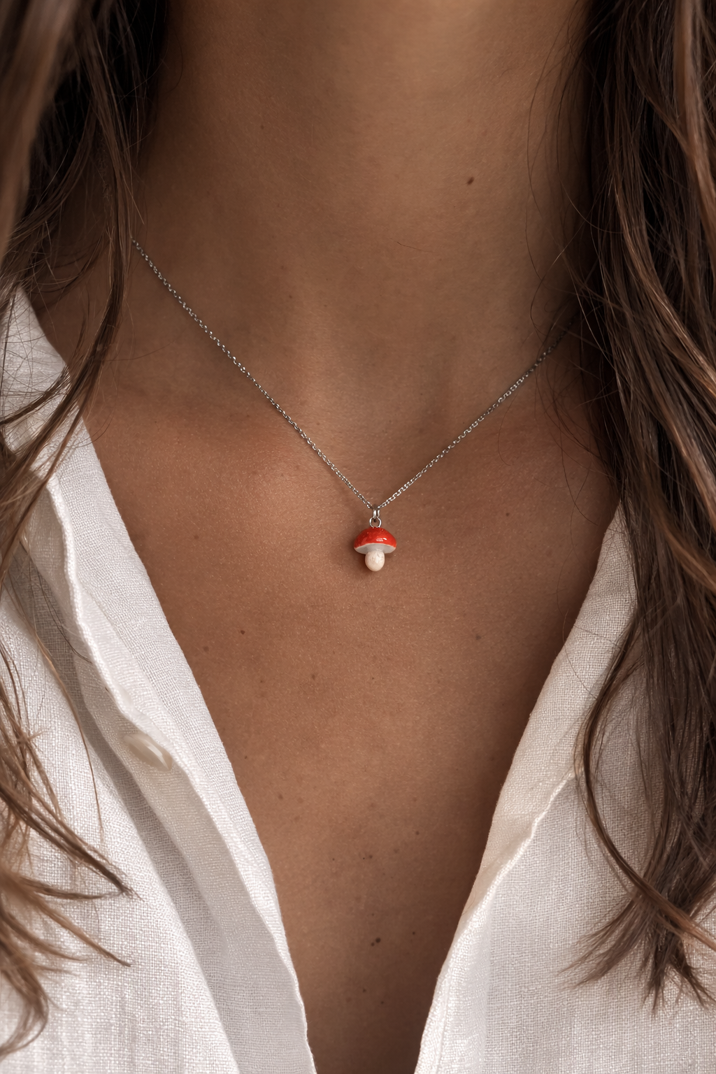 Collier champignon céramique