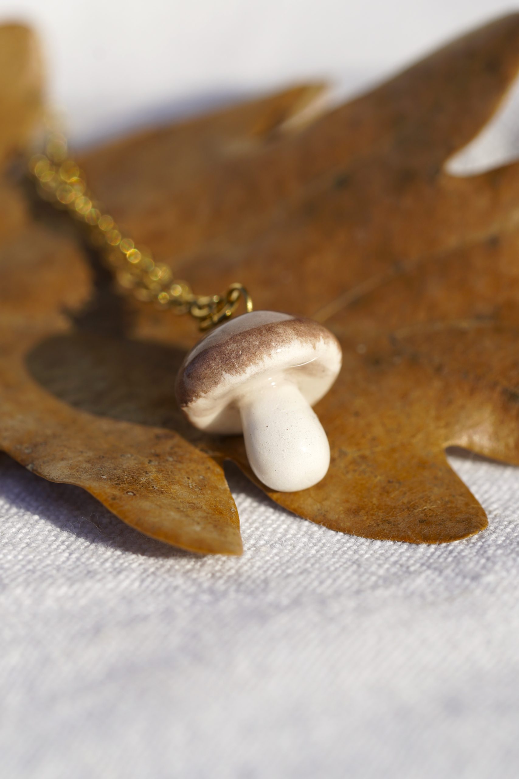 collier_ceramique_champignon_marron_1