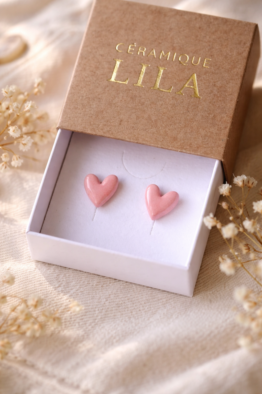 Boucles d'oreilles en céramique rose