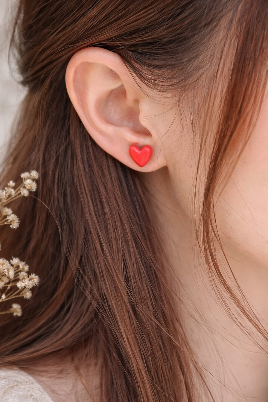 BOUCLES MIA cœur en céramique rouge