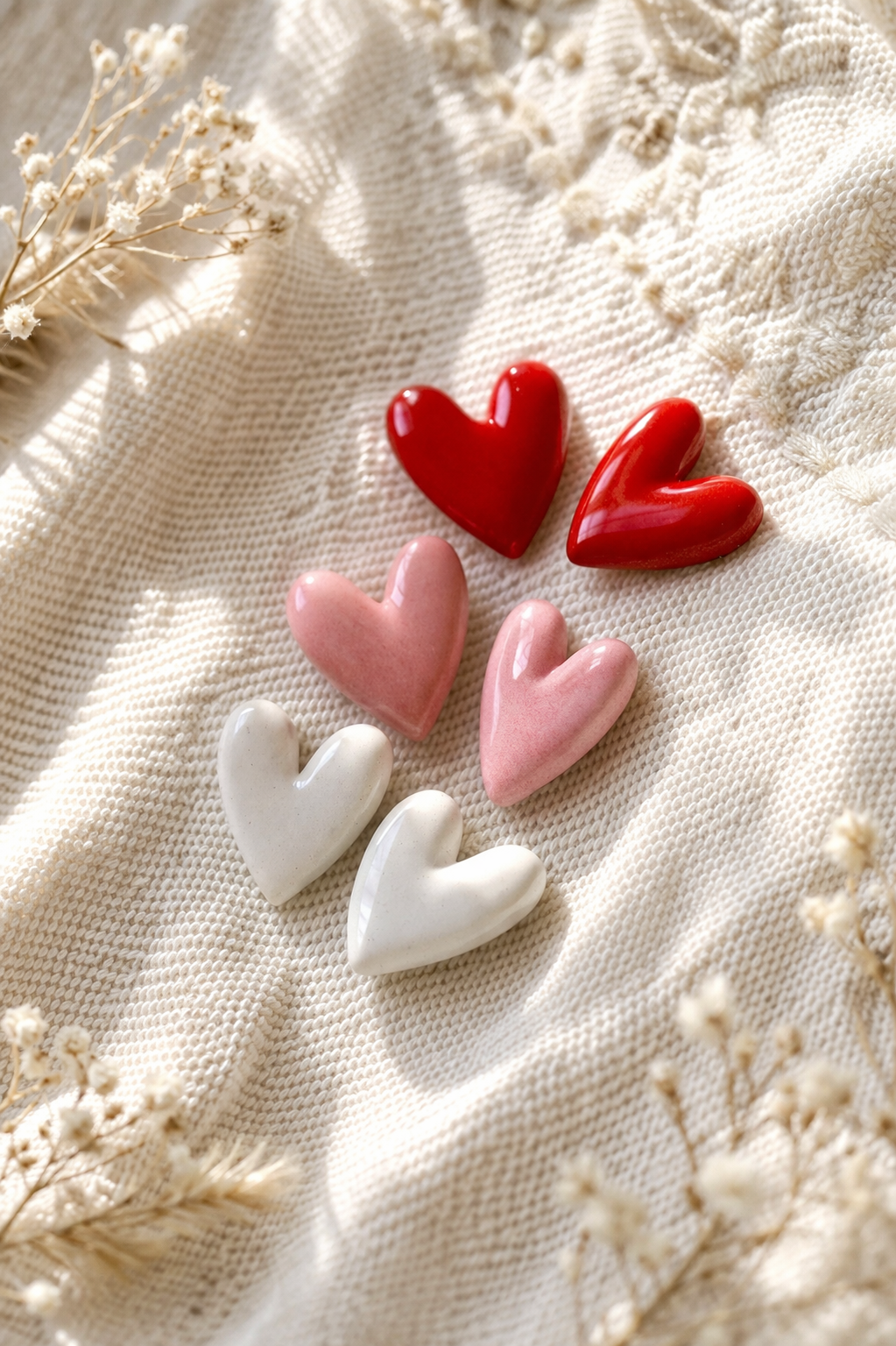 Coeur délicat sur lin naturel