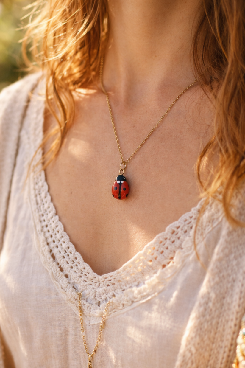 Pendentif coccinelle sous un soleil doux(1)