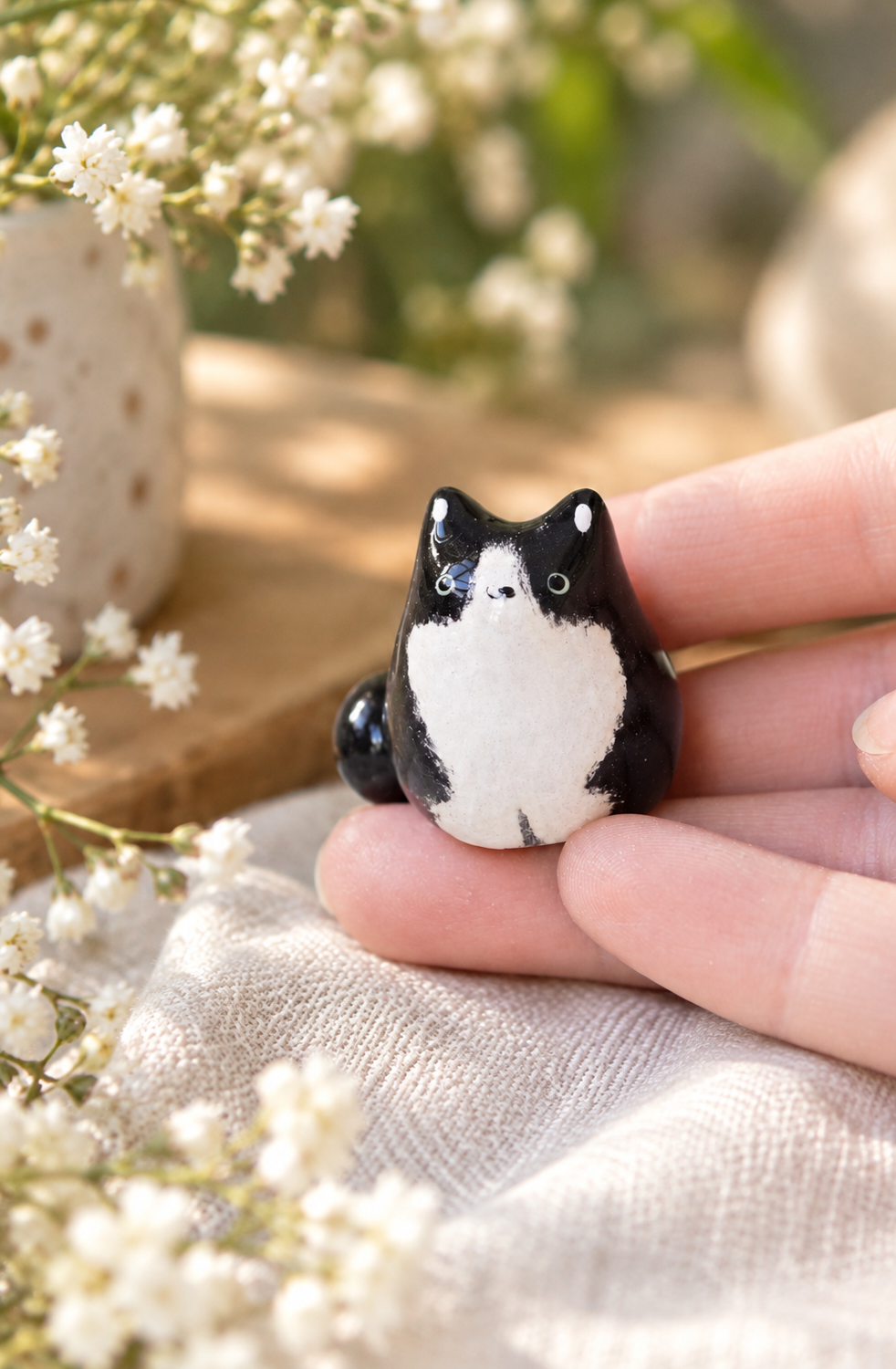Mini chat noir blanc